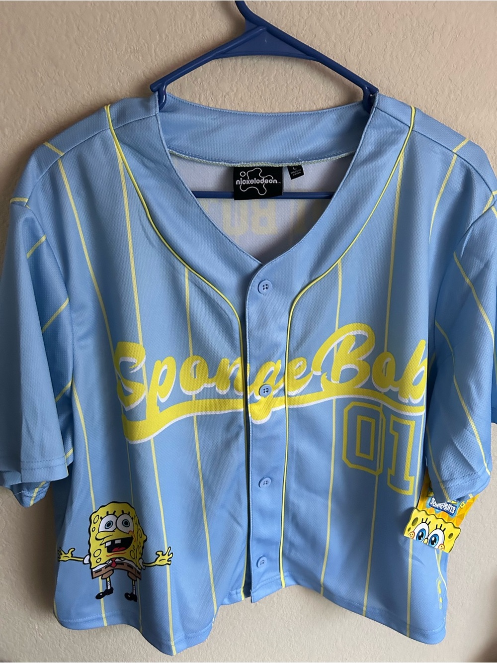 SpongeBob Graphic Cropped Baseball Jersey